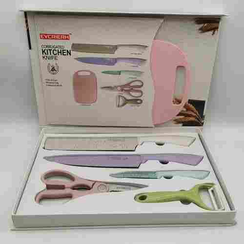 Wheat Straw Kitchen Knife Set With Plastic Chopping Board (6 Pcs)