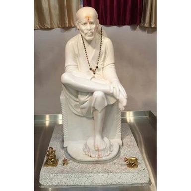 Easy To Clean White Shirdi Sai Baba Sitting Posture Marble Statue