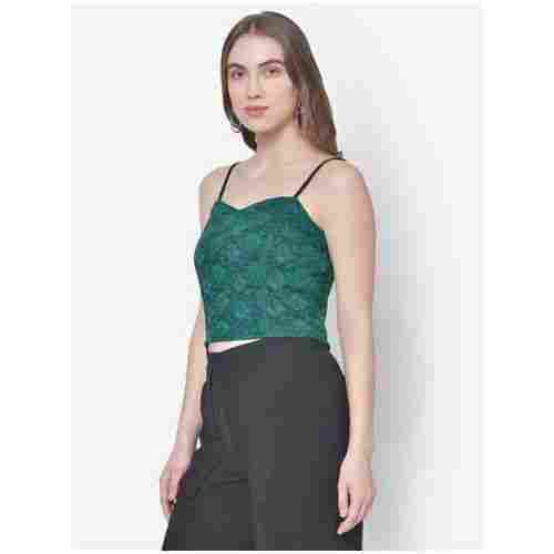Womens Green Lace Crop Bralette Cami Top