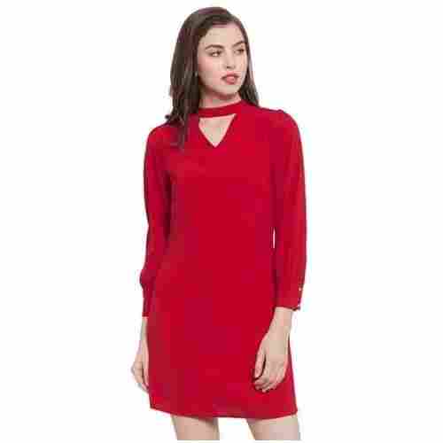 Womens Red Choker Neck Mini Dress