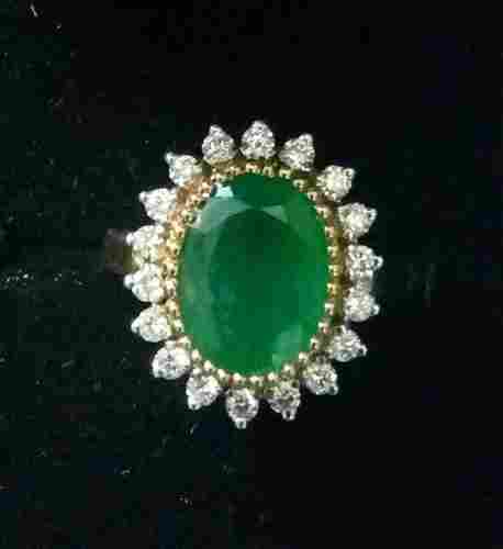 Diamond Emerald Stone Ladies Ring