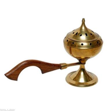 Golden Indian Hindu Brass Pooja Lobandan Incense Burner