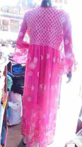 Pink Color Lucknowi Chikan Kurti