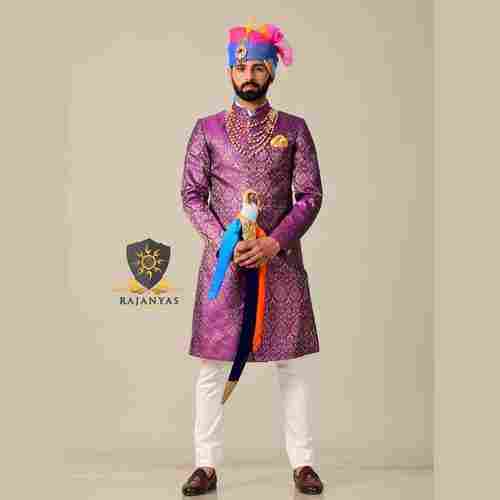 Jam Purple Designer kimkhab Royal Rajputana Achkan