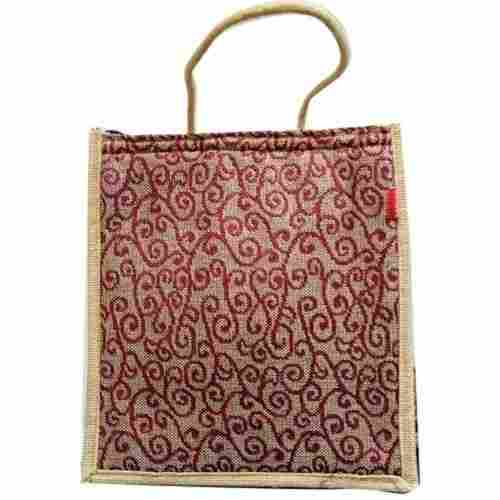 Zip Closure Jute Embroidery Bag