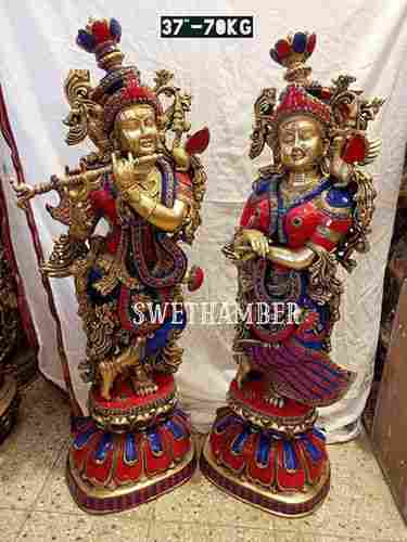 Brass Big Radha Krishna Set For Temple And Home