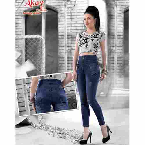Ladies High Rise 6 Button Jeans