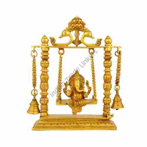 10 Inch Brass Ganesha Idol On Swing