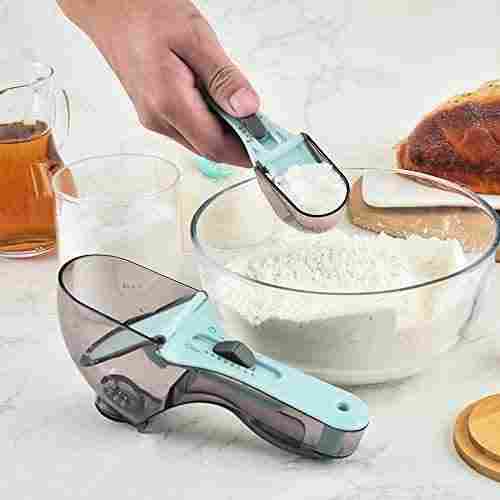 2 Pcs Multicolor Adjustable Measuring Spoon With Scale For Kitchen