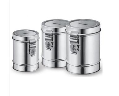 Silver Stainless Steel Round Coin Box