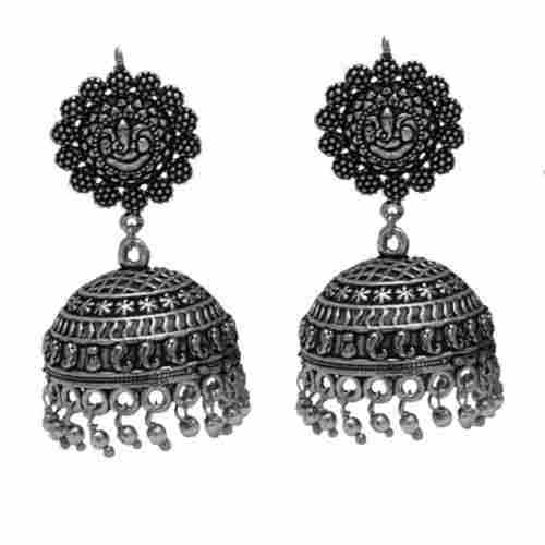 Oxidized Brass Chandbali Jhumka Earring Set