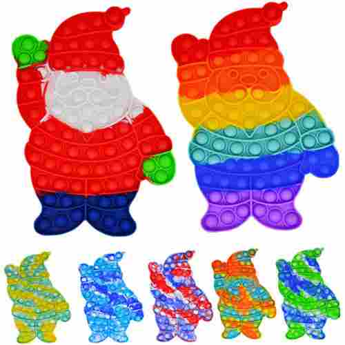2021 Popular 28 Cm Big Rainbow Tie Dye Squeeze Dimple Game Finger Toy Silicone Christmas Santa Claus Fidget Toys 
