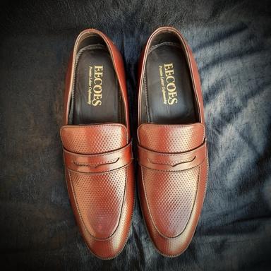 Brown Genuine Leather Penny Loafer Shoes