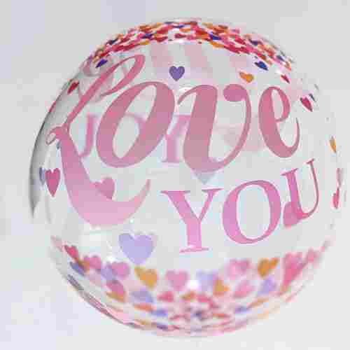 Hippity Hop Transparent Love You Printed Bobo Balloon 18 Inch Pack of 1