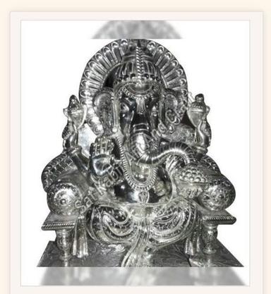 Rust Proof Shiny Silver Ganesha Statue