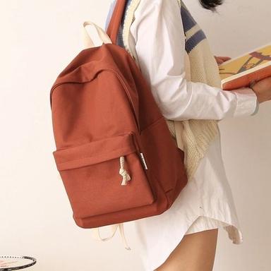 Brown Canvas School Backpacks For Girls