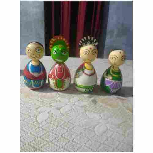 Handmade Wooden Multicolour Doll Set
