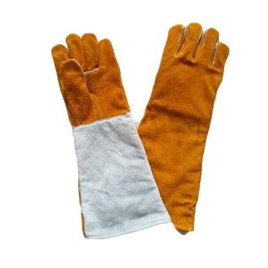 Tan And White Welding Leather Hand Gloves