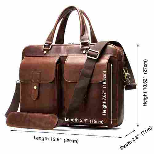 Men Brown Durable Leather Briefcase