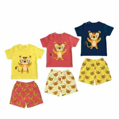 Kids Cartoon Cotton Multicolor T Shirts And Shorts