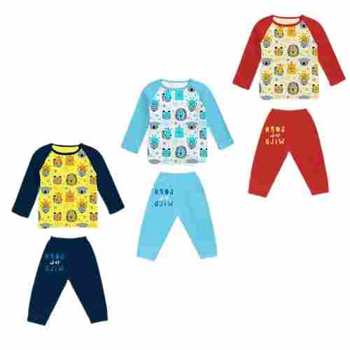 Round Neck Straight Fit Full Sleeve Multicolor Printed Kids Baba Suits