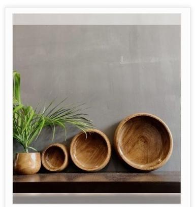 Brown Color Acacia Wood Bowl Set Of Three Use: Home