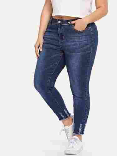  Made In India Curvature Skinny Fit Knitted Dobby Stretchable Plain Ladies Jeans