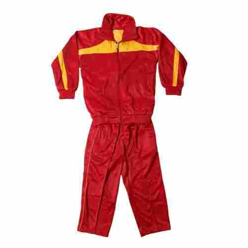 Kids Red And Yellow Polyester Tracksuit