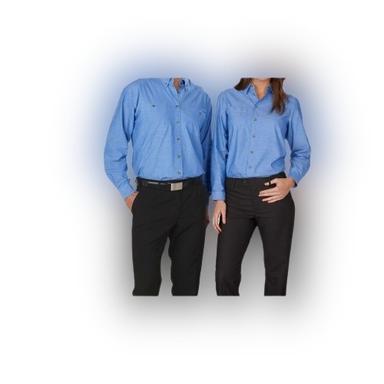 Plain Blue Full Sleeves Collared Buttoned Cotton Corporate Uniforms For Gents And Ladies Gender: Unisex