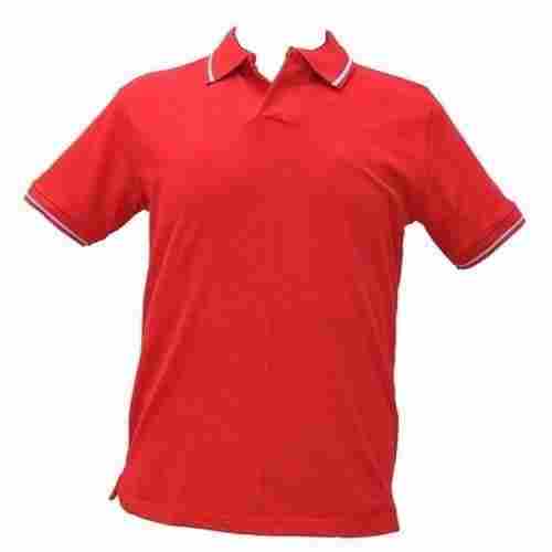 Regular Fit Red Polo Neck Collar Cotton T Shirts
