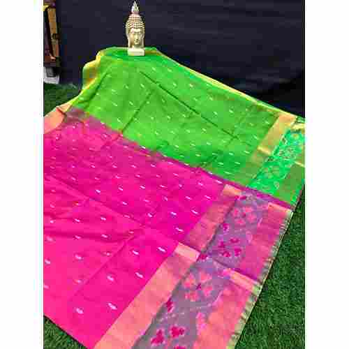 Green & Pink Uppada Saree