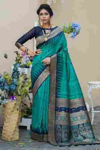 Tussur Silk Weaving Saree Contrast Pallu and Blouse Piece with Exclusive Tassels