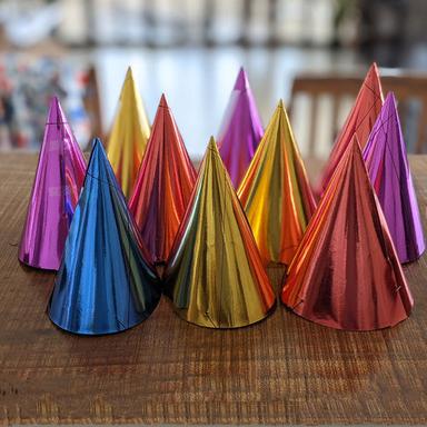 Multicolour Hippity Hop Happy Birthday Metallic Cone Cap Pack