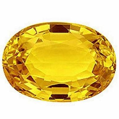 Pure Yellow Oval Cut Genuine Sapphire Pukhraj Gemstone Size: As Per Order Or Availability