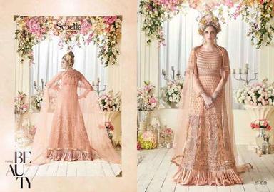Peach Sybella S-93 Heavy Net Embroidery Work Salwar Suits