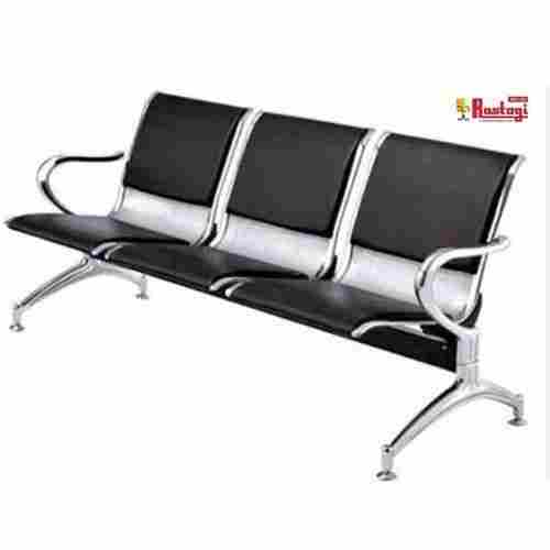 3 Seater Leather Visitor Stainless Steel Chair With Armrest