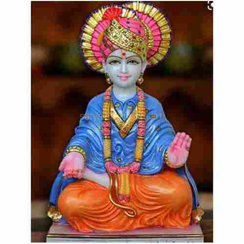 Handmade Multicolour Swami Narayan Sitting Marble Statue