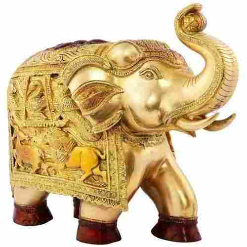 Brass Elephant Up Trunk Show Piece