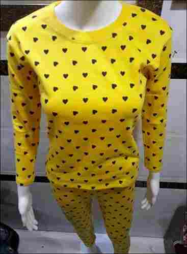 Ladies Casual Yellow Printed Tracksuit