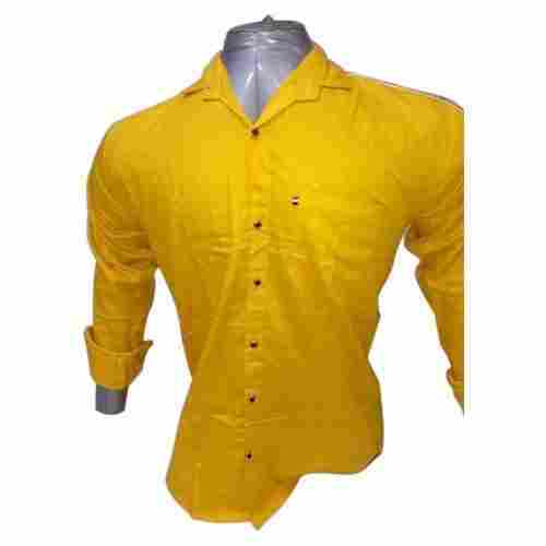 Mens Yellow Plain Shirt