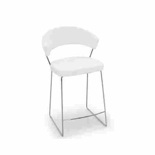 Modern Non Foldable Low Back White SS Cafe Chair