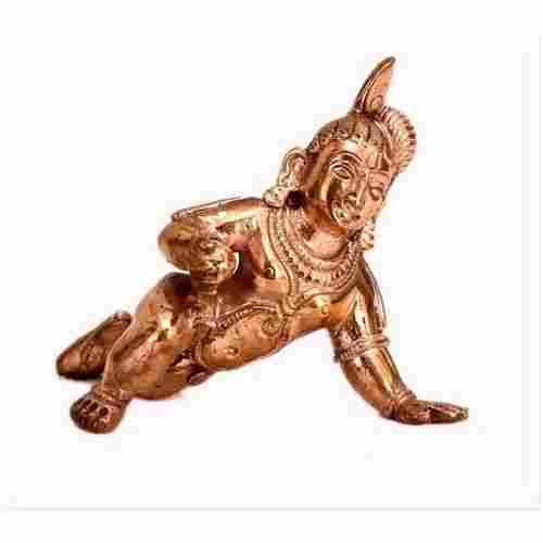 Bronze Gold Plated Crawling Krishna Statue