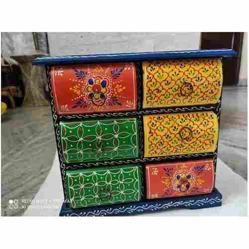 Vintage Handmade Multicolour Wooden 6 Drawer Jewellery Storage Box