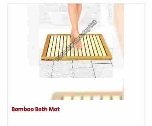 Round Shape Brown Bamboo Bath Mat