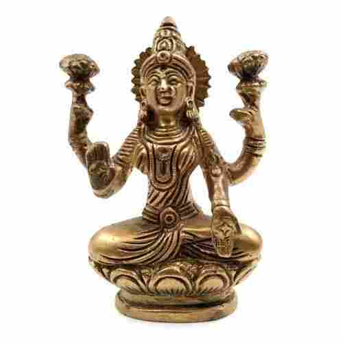 Gold Plated Brass Laxmiji Sitting Idol