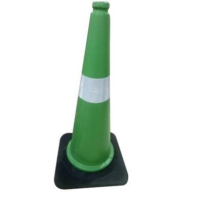 Crack Proof Rubber Base Green Reflective Traffic Cone