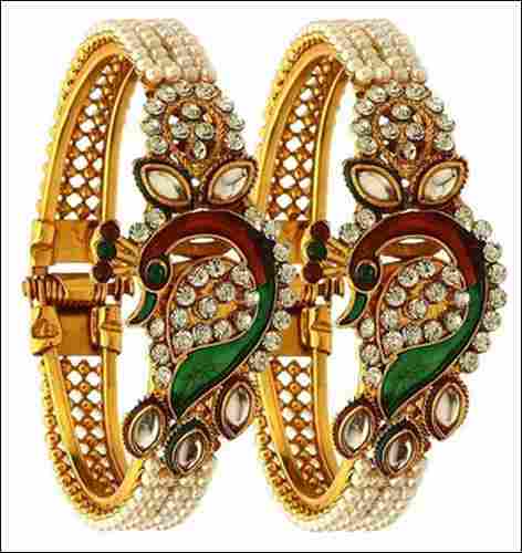 Ethnic Peacock Design Kada Bracelet Bangle Set