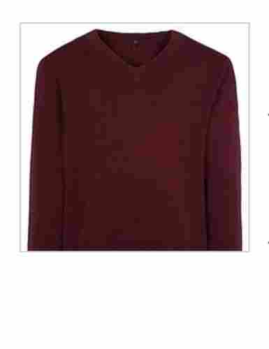 Maroon Color Plain Pattern Casual Sweater