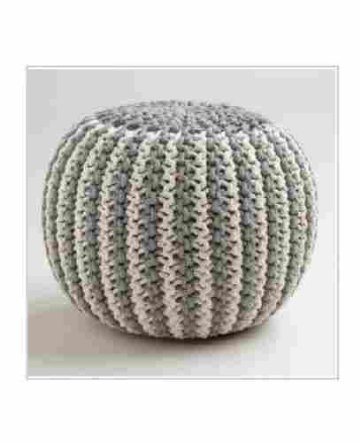 Plain Design Grey Color Hand Knitted Pouf
