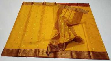 Various Colors  Are Available Women Designer Handloom Chanderi Katan Silk